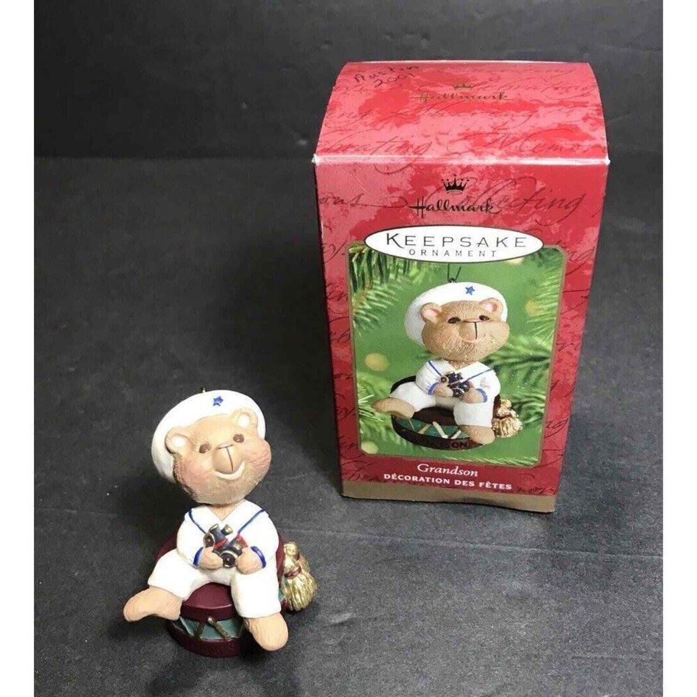 2001 Hallmark Keepsake Christmas Ornament Grandson Nautical‎ Bear Sailor Outfit